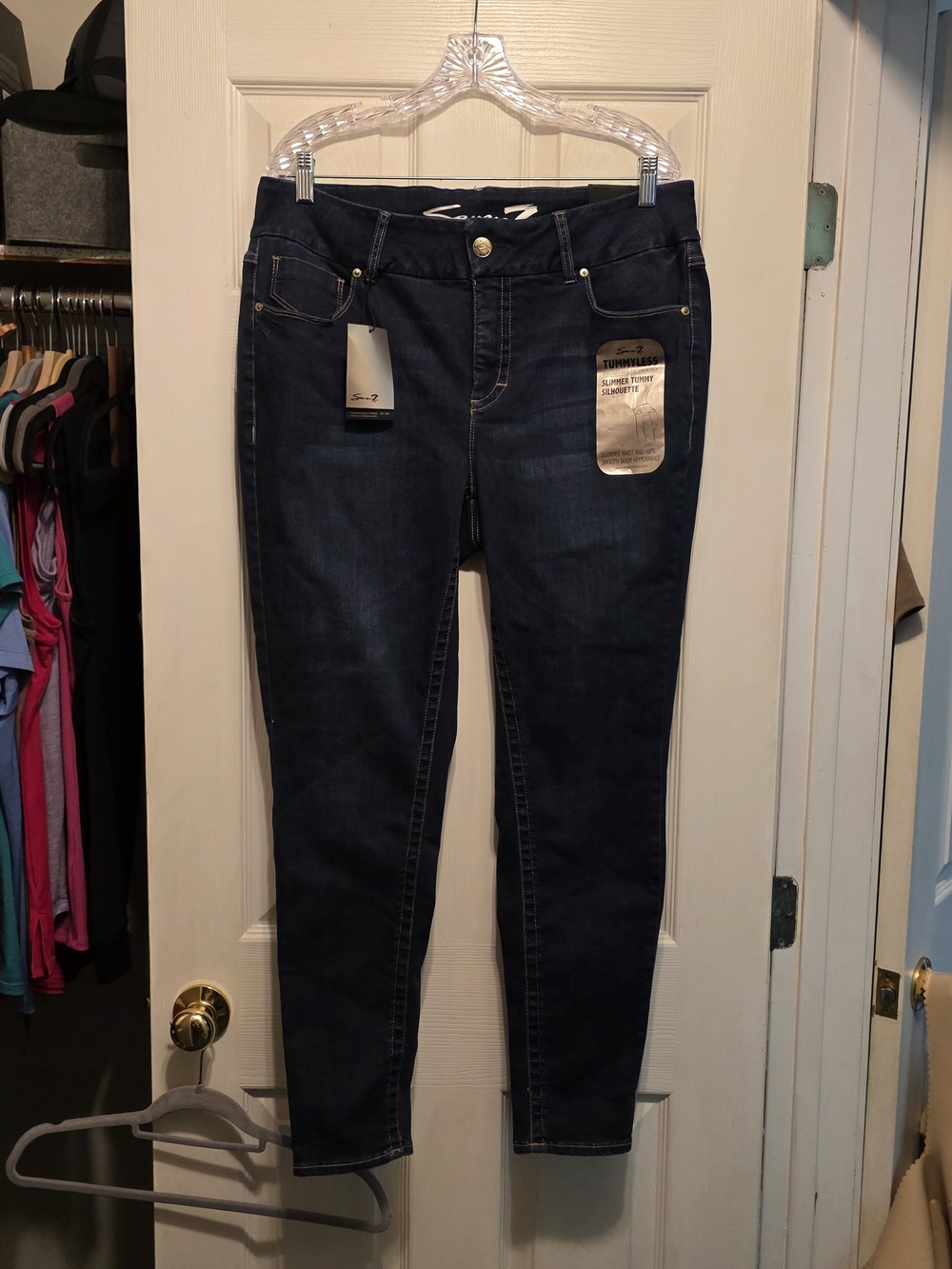 Seven7 Dark Blue Tummyless Skinny Jeans, Sz 14, NWT